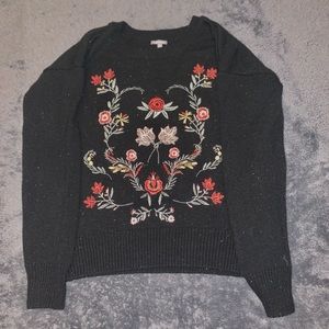 ROSE DETAIL SWEATER BLACK (AS IS)